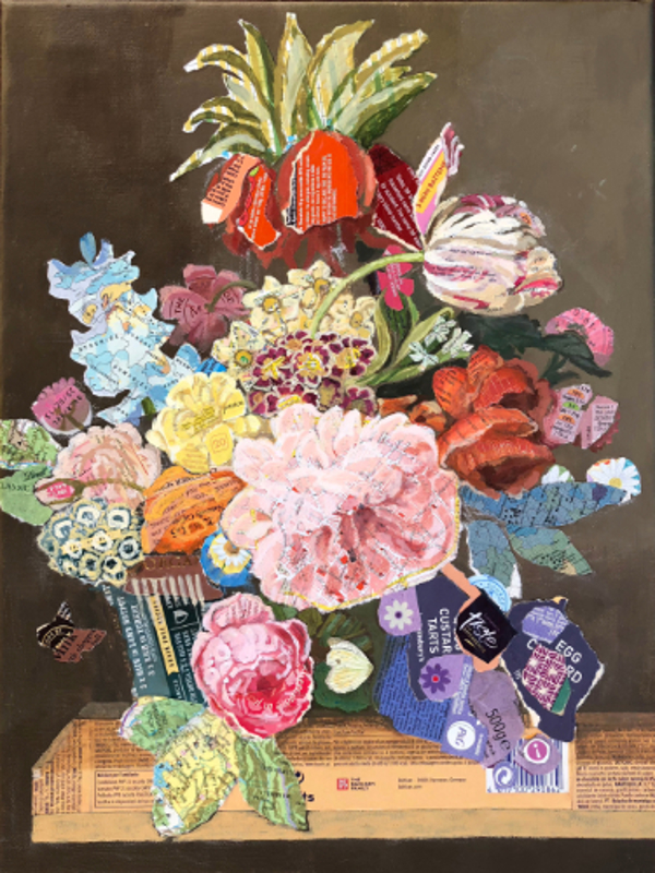 Bloom & Blodau II - acrylic/collage on canvas