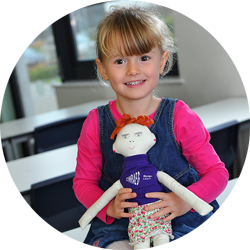 Child holding doll